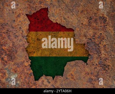 Map and flag of Bolivia on rusty metal Stock Photo - Alamy