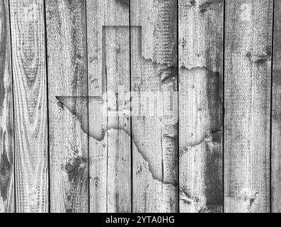 Map of Texas on weathered wood Stock Photo - Alamy