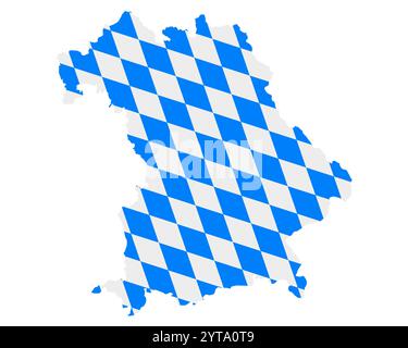 Flag in map of Bavaria Stock Photo