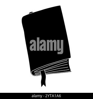Black silhouette of book and bookmark, glyph icon flat vector illustration Stock Vector