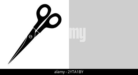Black silhouette of scissors, stationery or art supply, glyph icon flat vector illustration Stock Vector