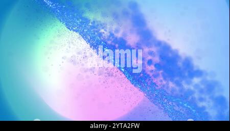 Colorful particles flowing over gradient background image Stock Photo