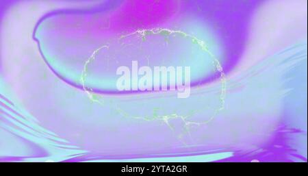 Glowing circular pattern image over abstract purple and blue background Stock Photo