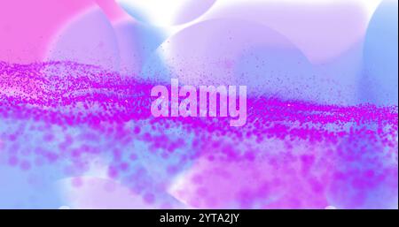 Abstract image with pink and purple particles forming wave patterns Stock Photo