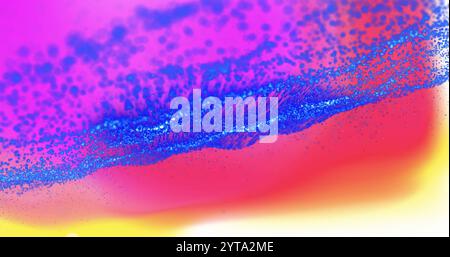 Colorful particles and waveforms image over vibrant gradient background Stock Photo