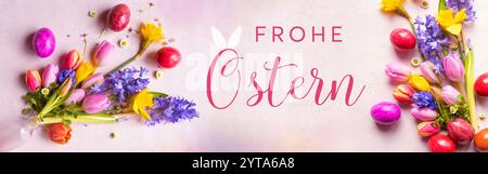 Colorful signs of spring for easter greetings Stock Photo