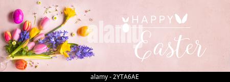Colorful signs of spring for easter greetings Stock Photo