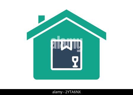 Warehouse icon. solid icon style. house with product. icon related to procurement. procurement management elements vector illustration Stock Vector