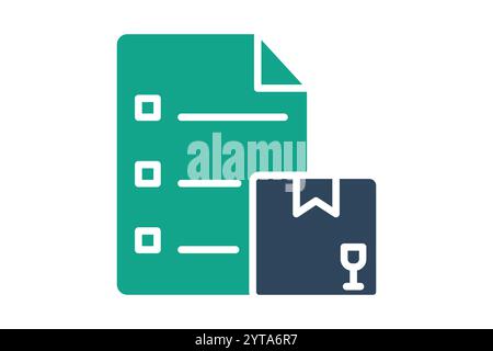 Inventory icon. solid icon style. document with product. icon related to procurement. procurement management elements vector illustration Stock Vector