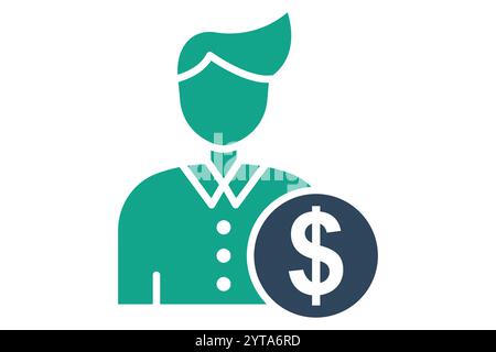 Customer icon. solid icon style. people with dollar. icon related to procurement. procurement management elements vector illustration Stock Vector
