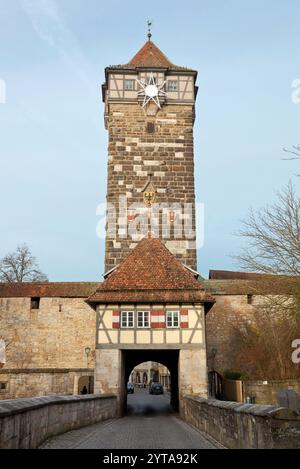 Old castle gate with castle tower of Rothenburg ob der Tauber in Germany Stock Photo