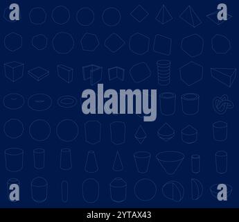 Set of geometric figures contour isolated elements. Vector icons in flat style Stock Vector