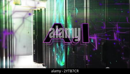 Image of ai text over server room Stock Photo