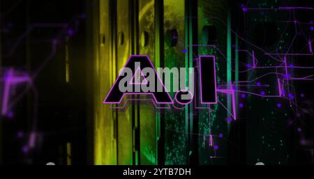 Image of ai text over server room Stock Photo