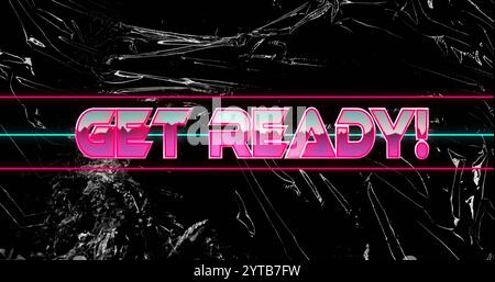 Image of get ready text over neon pattern background Stock Photo