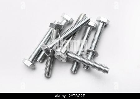 Tap bolts with washers isolated on white background Stock Photo