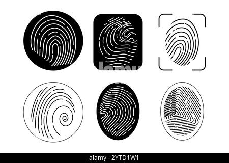 Finger print icon biometric id, unique scan, line signature on white background. Touch id identity, scanner. Fingerprints icon . Vector illustration Stock Vector