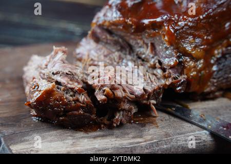 Grilled brisket meat from barbecue grill Stock Photo