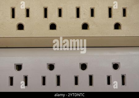Power strip outlets with close up Stock Photo