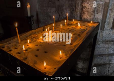 Candles burning in the Stephansdom church in Vienna, Austria Stock Photo