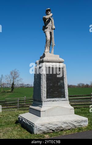 Antietam National Battlefield, Maryland. Monument to 7th Regiment, Pennsylvania Volunteers, J. Poffenberger Farm. Stock Photo