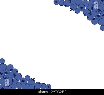 Blueberry , hand drawn in graphic line style, group of scattered ripe forest blueberry. Vector For restaurant, cafe menu, wedding, farmers market Stock Vector