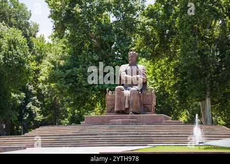 Statue of Tamerlane in the center of Samarkand in Uzbekistan Stock Photo