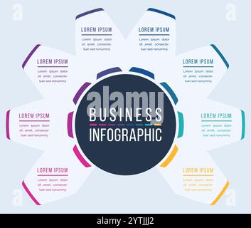 8 Steps Infographic design 8 steps, objects, elements or Options infographic business information template Stock Vector