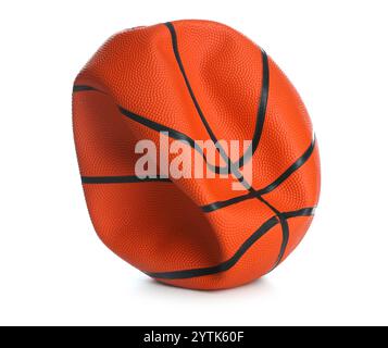 One deflated basketball ball isolated on white Stock Photo