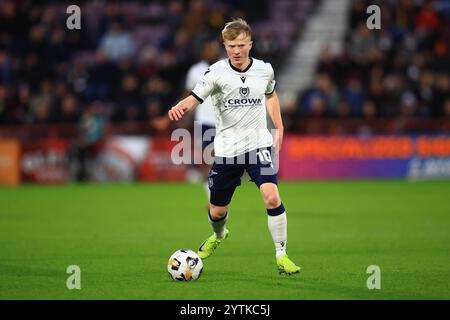 7th December 2024; Tynecastle Park, Edinburgh, Scotland: Scottish Premiership Football, Heart of Midlothian versus Dundee; Lyall Cameron of Dundee on the ball Stock Photo