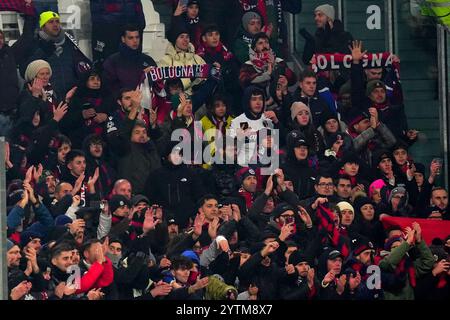 Torino, Italia. 07th Dec, 2024. Bologna's supporters during the Serie A soccer match between Juventus and Bologna at Allianz Stadium in Turin, North Italy - Saturday, December 07, 2024. Sport - Soccer . (Photo by Spada/Lapresse) Credit: LaPresse/Alamy Live News Stock Photo