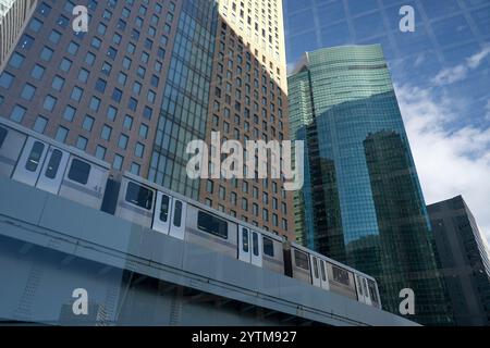 Skyscrapers at Shiodome Area at Shimbashi in Tokyo. Modern architecture at Shiodome Area at Shimbashi in Tokyo. Stock Photo