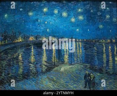 Van Gogh Starry Night over the Rhone, 1888, Vincent Van Gogh painting, 19th century post-impressionist paintings Stock Photo