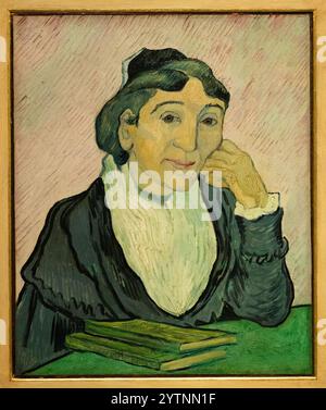 Van Gogh 'The Arlesienne' (Portrait of Madame Ginoux) 1890; One of a series, Van Gogh portrait of a woman; 19th century paintings. Woman in painting. Stock Photo