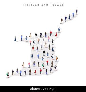 Trinidad and Tobago population map. Large group of people in a shape of map. Flat vector illustration isolated on white Stock Vector