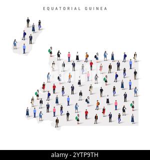 Equatorial Guinea population map. Large group of people in a shape of map. Flat vector illustration isolated on white Stock Vector