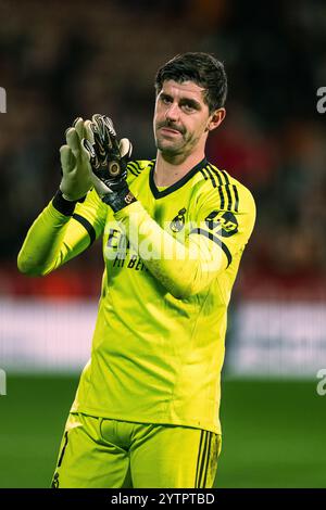 Real Madrid s Goalkeeper Thibaut Courtois Catches The Ball In Front Of Real Madrid s Goalkeeper Thibaut Courtois Catches The Ball In Front Of