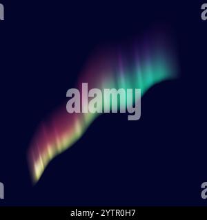 Aurora borealis illuminating night sky realistic vector illustration. Mesmerizing spectacle of natural light 3d object on dark background Stock Vector