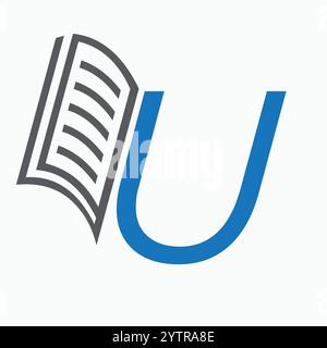 Initial Letter U Book Symbol For Education Logo Vector Sign Stock Vector