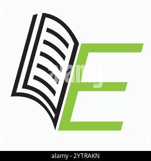 Initial Letter E Book Symbol For Education Logo Vector Sign Stock Vector