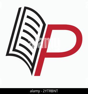 Initial Letter P Book Symbol For Education Logo Vector Sign Stock Vector