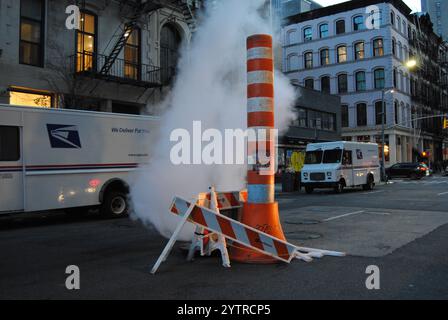 New York City, New York, USA - December 07 2024: Steam system in Chinatown. Stock Photo