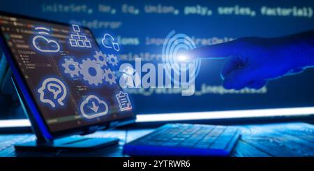 Programming code abstract screen of software developer. Stock Photo