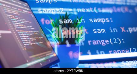 Project managers work new idea. Mobile app developer. Innovative startup project. Stock Photo