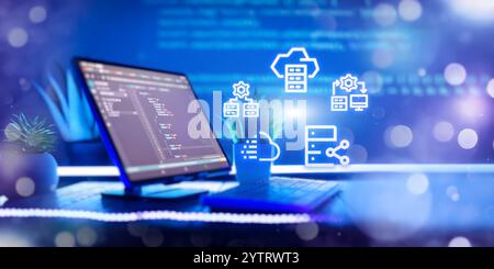 Programming code abstract screen of software developer. Stock Photo