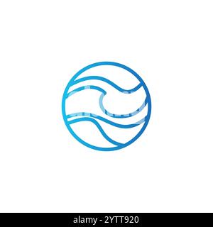 Wave Icon Line vector. Beach Logo Design Stock Vector