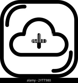 Modern UI UX - clean add to cloud icon Stock Vector