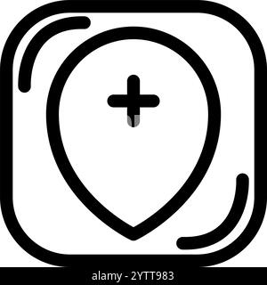 Modern UI UX - clean add gps maps icon Stock Vector
