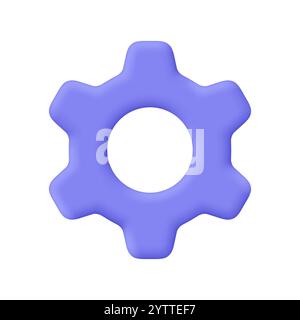 Violet purple gear, setting symbol. Technical support, repair, service, optimization and workflow concept. 3d vector icon. Cartoon minimal style. Stock Vector