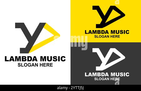 Flat Lambda logo template design in different types. Stock Vector